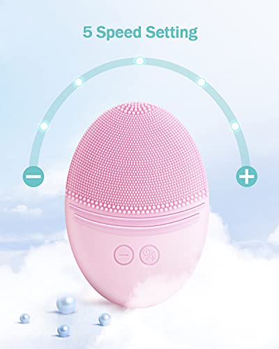 EZBASICS Sonic Silicone Facial Cleansing Brush & Face Scrubber (Pink)