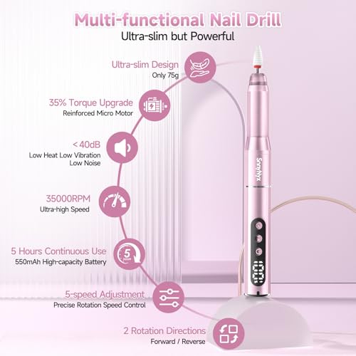 Cordless Electric Nail Drill 35000 RPM - Professional Gel Acrylic Kit
