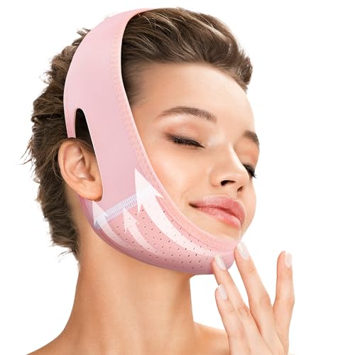 Juskaa Reusable V Line Lifting Mask with Chin Strap - Pink