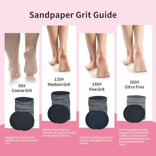 120pcs Replaceable Sandpaper for Electric Foot Callus Remover, 180 Grit Fine Sandpaper Refill Discs
