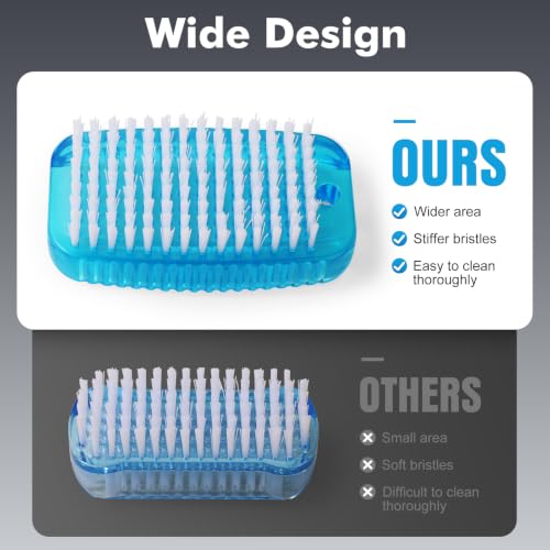 Dual-Sided Nail Brush for Fingernail and Skin Cleaning - Heavy Duty Handle