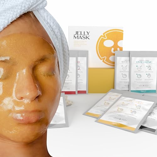 BR?UN Peel-Off Jelly Mask Rubber Mask - 5 Treatments BHA AHA (Black Gold Salicylic AC, Red Gold Lactic AC, White Gold Glycolic AC, 24k Gold Mandelic AC, Hyaluronic AC) - 2 Packs of Each