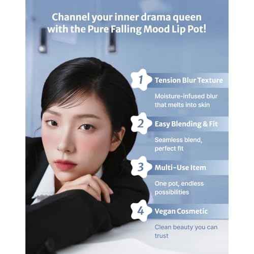 DEARMAY Pure Falling Mood Lip Pot No. 06 Cutest Pairs 0.23 Oz. Vegan Lip Stain Lip & Cheek Multi-Use Tint With Hydrating Formula for Smooth Soft Blend Without Dryness or Fine Lines, Korean Makeup