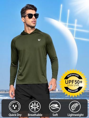 NORTHYARD Men's UPF 50+ Sun Protection Hoodie | Rash Guard Shirt