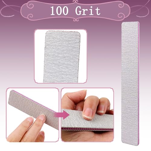12 Pack Reusable Professional Nail Files 100/180 Grit Double Sided Manicure Tools
