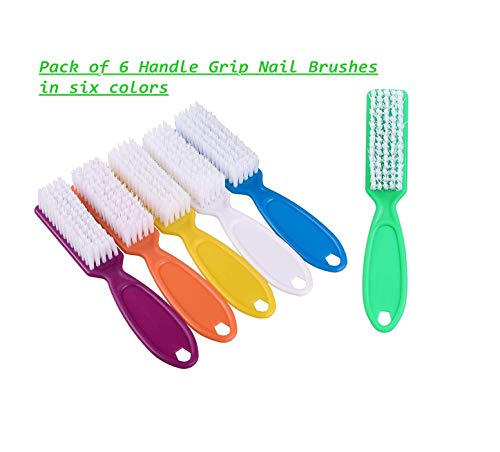 6 Pack Handle Grip Nail Brushes for Toes and Fingernails - Manicure & Pedicure Tools