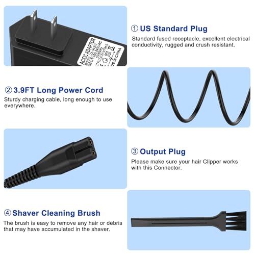 4.3V Charger for Philips Norelco One Blade QP2520 QP2521 QP2522 QP2510 QP2515 QP2620 QP2721 MG5700 MG3740 MG3730 MG3720 MG3710 QG3330 QT4000 Electric Shaver Adapter Power Cord