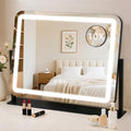 GioeDa Lighted Makeup Vanity Mirror 22x17 with 10X Magnification, Dimmable Color Lighting, Touch Control, 360° Rotation, Black