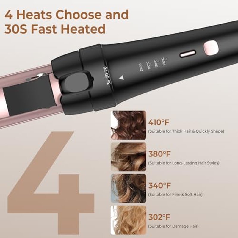 3-in-1 Curling Iron Wand with Adjustable Temperatures - Gold