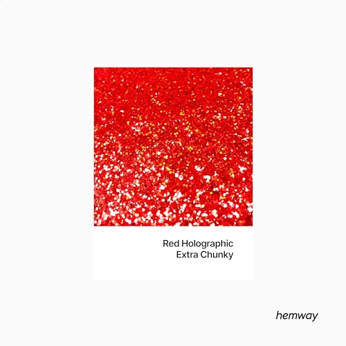 Hemway Eco Friendly Biodegradable Glitter 100g / 3.5oz Bio Cosmetic Safe Sparkle Vegan for Face, Eyeshadow, Body, Hair, Nail and Festival Makeup - Extra Chunky (1/24" 0.040" 1mm) - Red Holographic