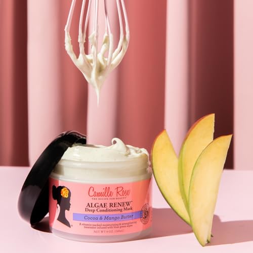Camille Rose Renew Deep Conditioning Hair Mask with Peppermint, Blue Green Algae & Mango Butter, to Strengthen and Moisturize, for All Hair Types, 8 oz
