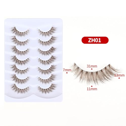 Brown False Eyelashes 7 Pairs Natural Wispy 3D Lashes
