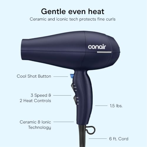 Conair 1875W Hair Dryer with Diffuser for Curly Hair