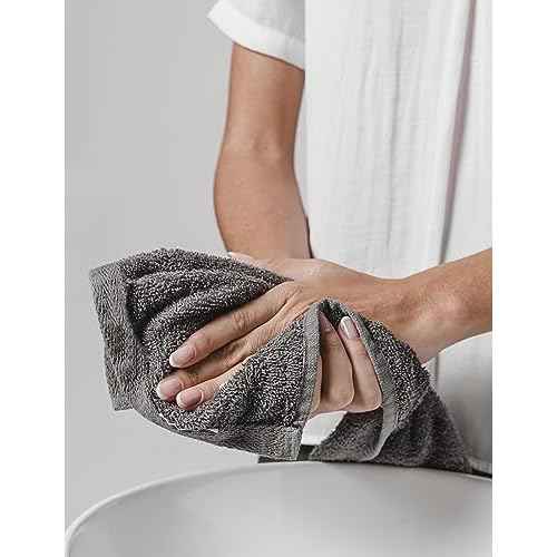Delara Towels Cotton Washcloths Set 100% Organic Cotton, GOTS Certified Premium Quality Face Cloths, Feather Touch Technology Highly Absorbent and Soft Feel Fingertip Towels, Pack of 24