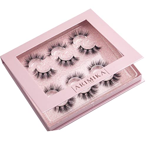 6 Pairs Dramatic Look 3D Mink Lashes, Flared Wispy Fluffy False Eyelashes, Reusable Strip Lashes A17