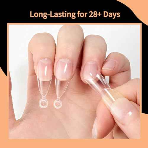 Almond Nail Tips,Soft Gel Almond X Press On Nails,300PCS Acrylic Nail Tips Half Cover Clear Gel Press on Flase Nail Tip for Extension 12Sizes