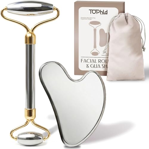 Stainless Steel Face Roller & Gua Sha Tool Set