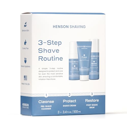 Henson Shaving Skin Care Combo ? 3-Step Shaving Kit for Men with Cleanser, Shaving Cream & Post-Shave Balm ? Gentle Grooming Kit for Smooth, Irritation-Free Shaves ? 3.4 oz Each