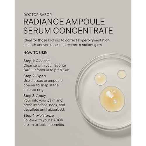 Doctor BABOR Radiance Ampoules Serum, 20% Vitamin C Treatment, with Hyaluronic Acid, High Dose, Face Pigment Spot Minimiser, for Smoother Skin with Glow, Against Wrinkles, 100% Vegan, 7 x 2 ml