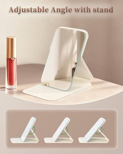 VPU Foldable Portable Makeup Mirror - Compact Travel Mirror with Adjustable Stand