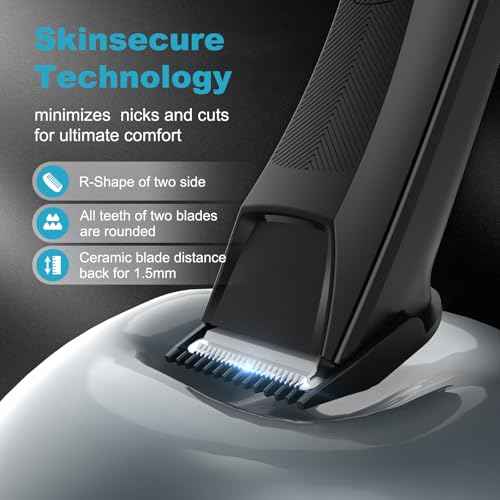 Body Hair Trimmer for Men Pubic Hair Trimmer, Waterproof Cordless Ball Groin Trimme Men with Ceramic Blade, Rechargeable Body Shaver Groomer with Standing Recharge Dock