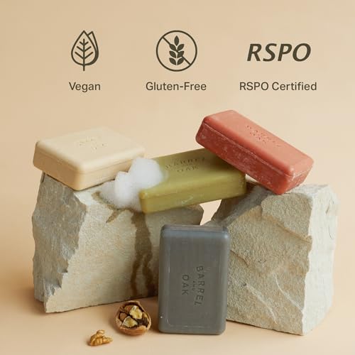 Barrel & Oak Exfoliating Bar Soap for Men, Walnut Shell Powder, Olive Stone, and Essential Oils, Long-Lasting Bar Soap, Vegan, SLS-Free, Canyon Balsam