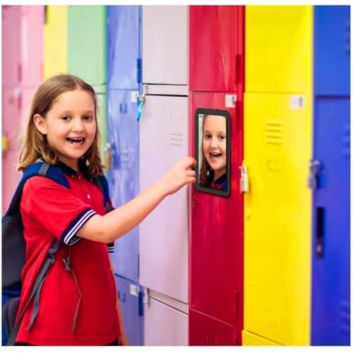 10 Pack Black Magnetic Locker Mirror,5" x 7" Iocker Mirror Magnetic - Small Mirrors for School Locker, Bathroom, Workshop Toolbox, Office Cabinet,Easy Install