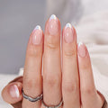 BTArtbox French Tip Press On Nails - Almond Stick On Nails for Women, Glue On Nails with Nail Glue - Berry French & Mermaid