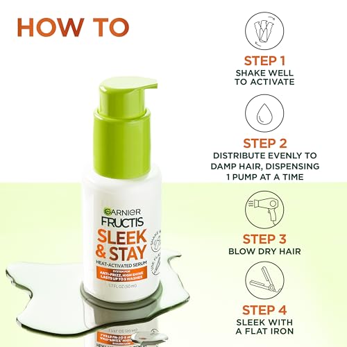 Garnier Fructis Sleek and Stay Hair Serum - Heat Protectant, 1.7 Fl Oz