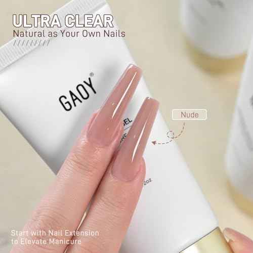 GAOY Crystal Poly Gel, 60g Nail Extension Enhancement Builder Gel, for Beginner & Professional Nail Art Salon DIY at Home, Nude 03