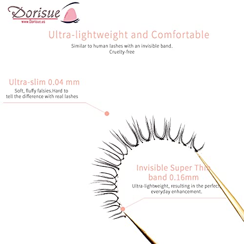 Natural Volume False Eyelashes - Ultra Light Clear Band, 4 Pairs