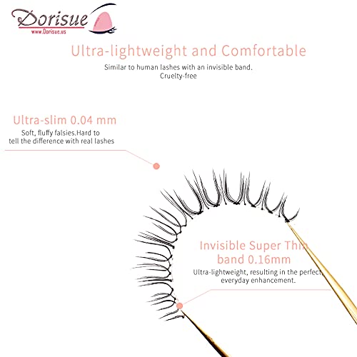 Dorisue Eyelashes natural look 3D lightweight Natural short eyelashes Perfect for Everyday lashes Handmade lashes with Hight Quality 4 pack E3