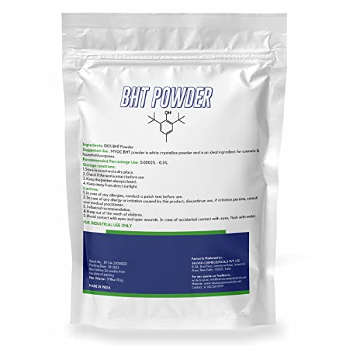 MYOC BHT Powder - 113g (3.98 Oz) | Premium Butylated Hydroxytoluene (BHT) Powder for Cosmetics - Paraben-Free Formula