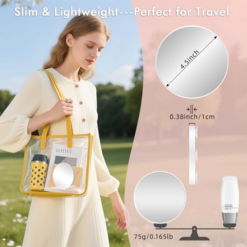 30X Magnifying Mirror with Suction Cups, 4.5" Travel Makeup
