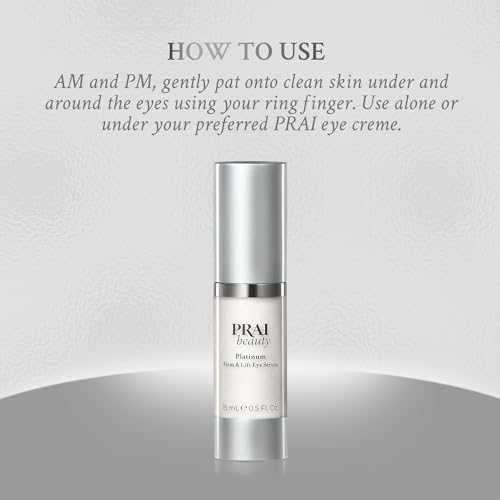 PRAI Beauty Platinum Firm and Lift Eye Serum, Anti-Aging and Hydrating Serum, Paraben-Free, Vegan, Cruelty-Free, 0.5 oz