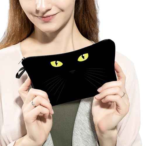 Black Cat Cosmetic Bag for Women Cute Small Makeup Bag for Purse Travel Toiletry Zipper Pouch for Girls Gift for Cat Lovers Black Cat Makeup Bag for Her