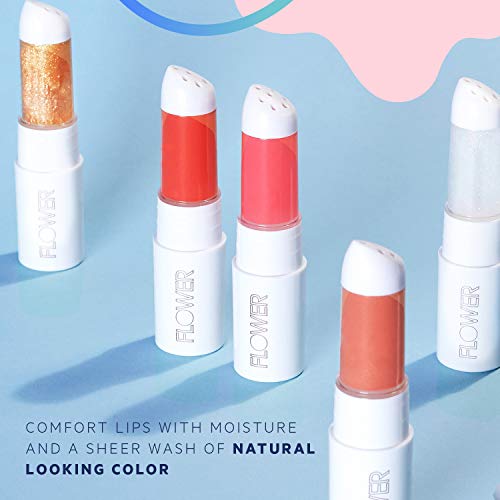 FLOWER BEAUTY By Drew Barrymore Petal Pout Lip Mask - Hydrating + Moisturizes Lips - Mango + Cocoa Butter - Lip Tint - Natural Color + Semi-Glossy Finish (Nectar)