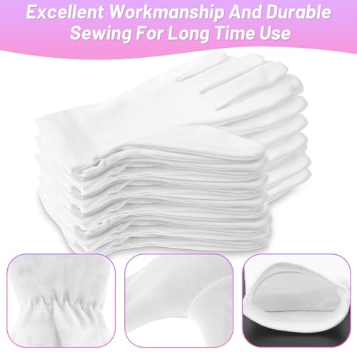 Selizo 100% White Cotton Moisturizing Gloves for Eczema & Dry Hands (12 Pairs)