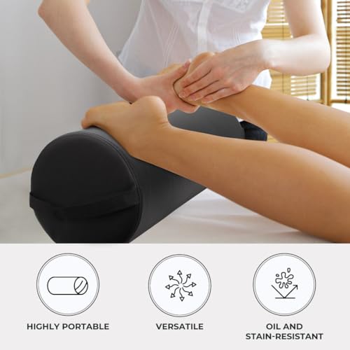 ForPro Jumbo Round Massage & Yoga Bolster Pillow - Black (9" x 26")