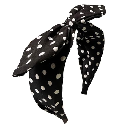 Deghew Black Polka Dot Bow Headband for Women & Girls - 1 Pack, Retro Halloween Costume Accessory