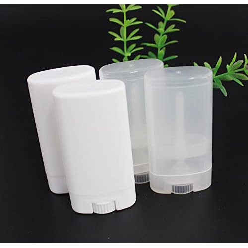 10 PCS plastic empty 15g / 0.5 oz travel size white oval shaped lip balm tube deodorant containers 15ml lipstick tube Twist up hair wax container