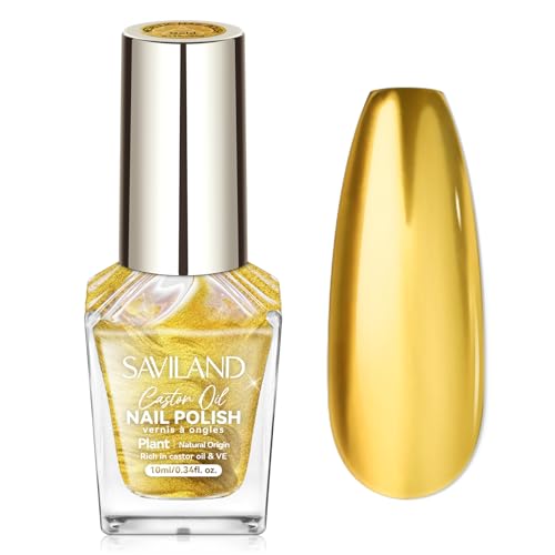 SAVILAND Gold Metallic Nail Polish - Quick Dry, 0.34 oz