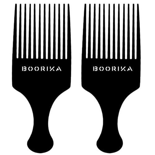 Boorika Afro Hair Pick Comb 7.5 In Wide Tooth Detangling Pack of 2