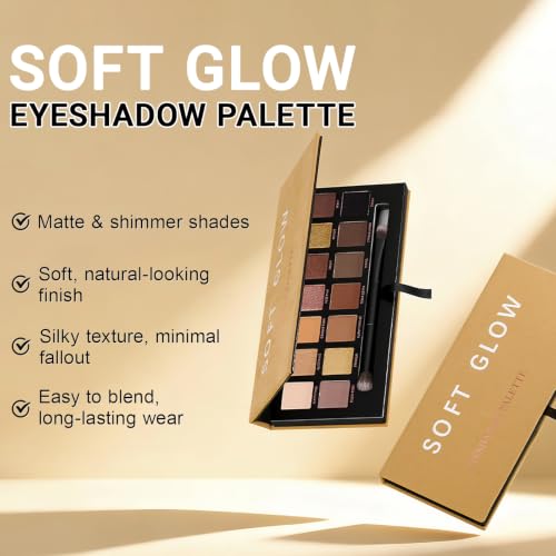 Erinde 14-Color Eyeshadow Palette with Brush – Matte & Shimmer