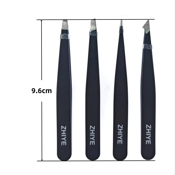 ZHIYE Professional Eyebrow Tweezers, 4 Pcs Stainless Steel Precision