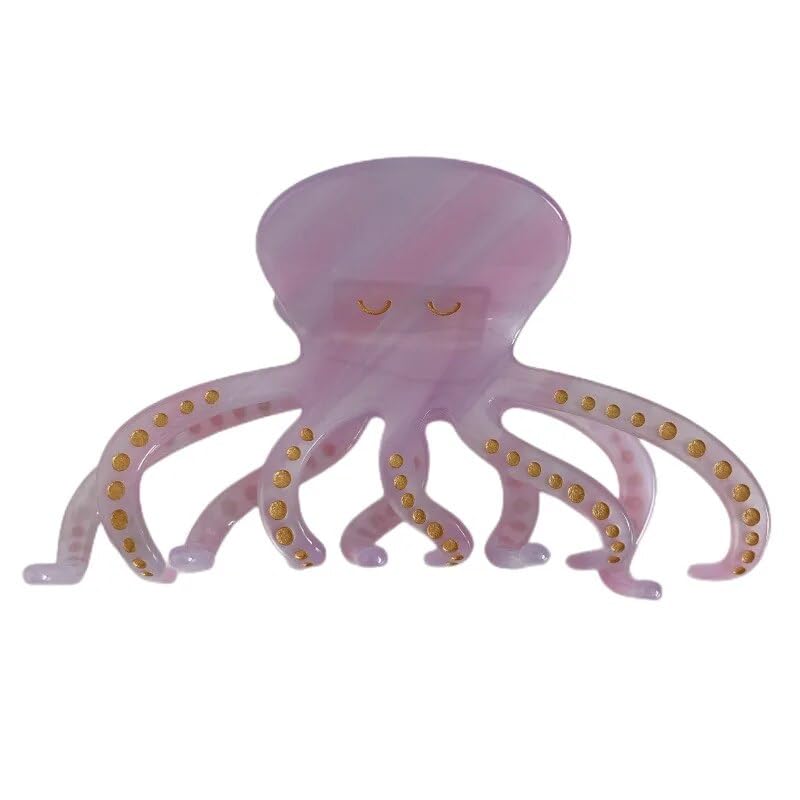 Cute Octopus Hair Claw, Purple, Hair Clip for Thick or Thin Hair, Strong Hold, Large Barrette, Curly or Straight Hair