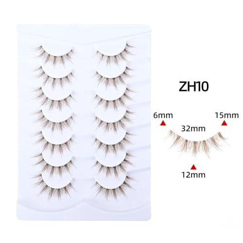 Brown False Eyelashes 7 Pairs Natural Wispy 3D Fluffy