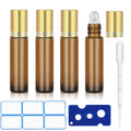 Glass Essential Oil Roller Bottles Set - 4 Pack, 10ml Portable Aromatherapy Containers