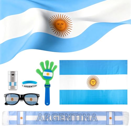 Soccer Fan Kit 6-Piece Set with Flag, Scarf & Face Paint