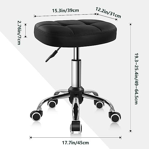 Black Swivel Stool with Wheels - Height Adjustable 19-25"